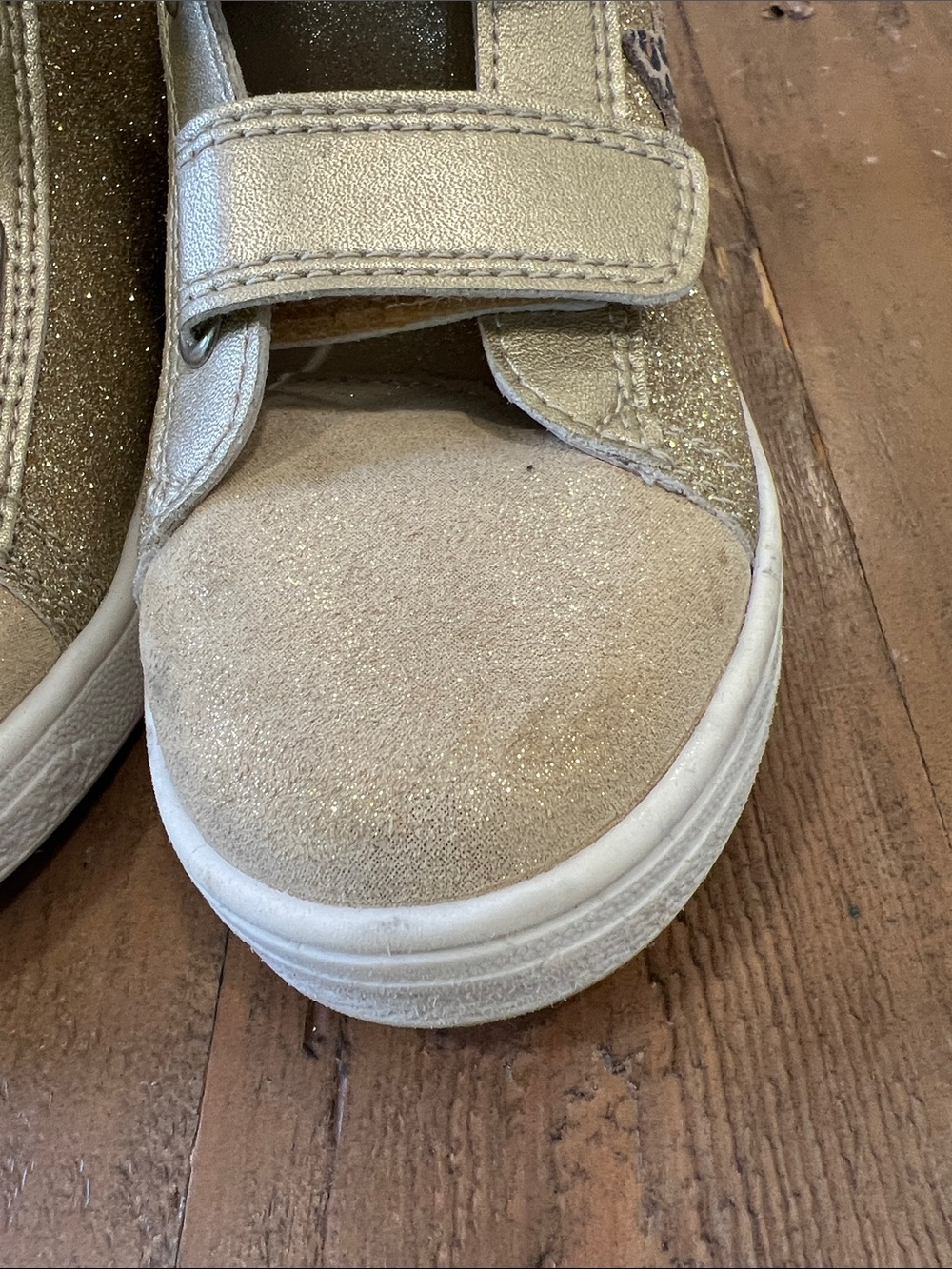Naturino Pinn High top hook and loop Sneakers In Glitter Suede gold EU 29 US 11 - Picture 4 of 10